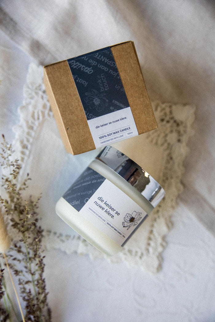 Afrikaanse Klein Kersie | Die Keiser Se Nuwe Klere mini candle by Brink of Touch