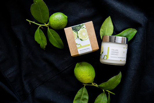 Italian Orange Groves mini candle - close up