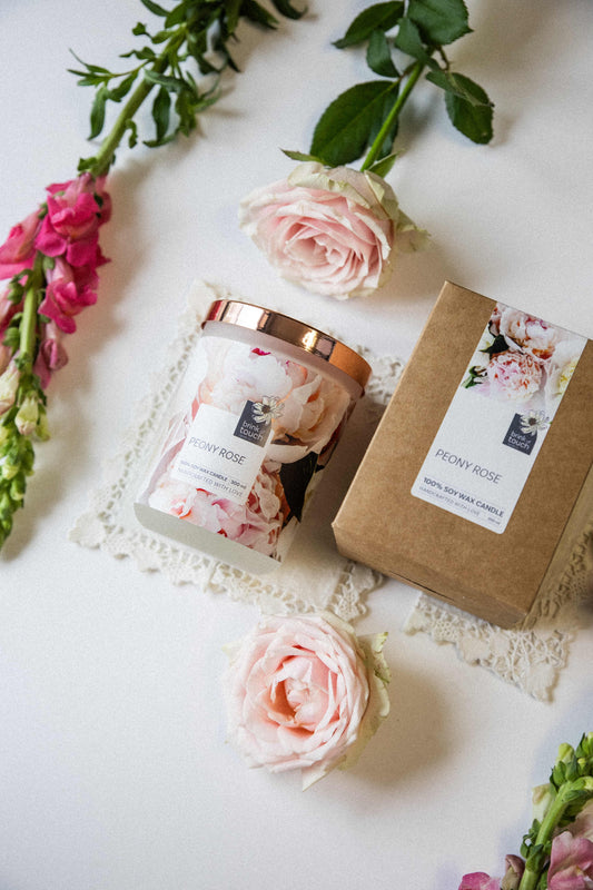 peony rose candle