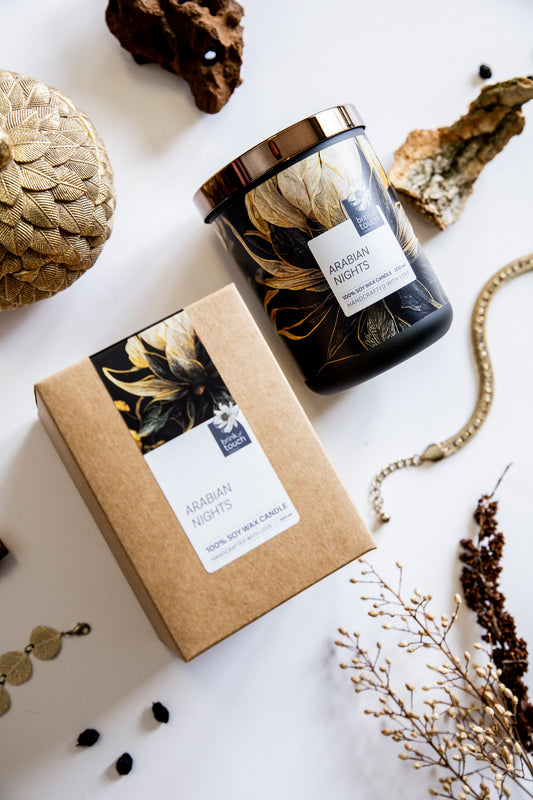Arabian Nights luxury soy candle from Brink of Touch, handcrafted in South Africa