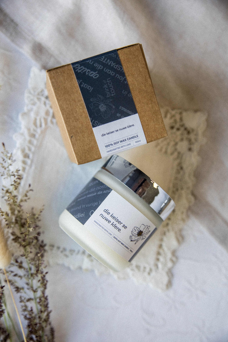 Afrikaanse Klein Kersie | Die Keiser Se Nuwe Klere mini candle by Brink of Touch