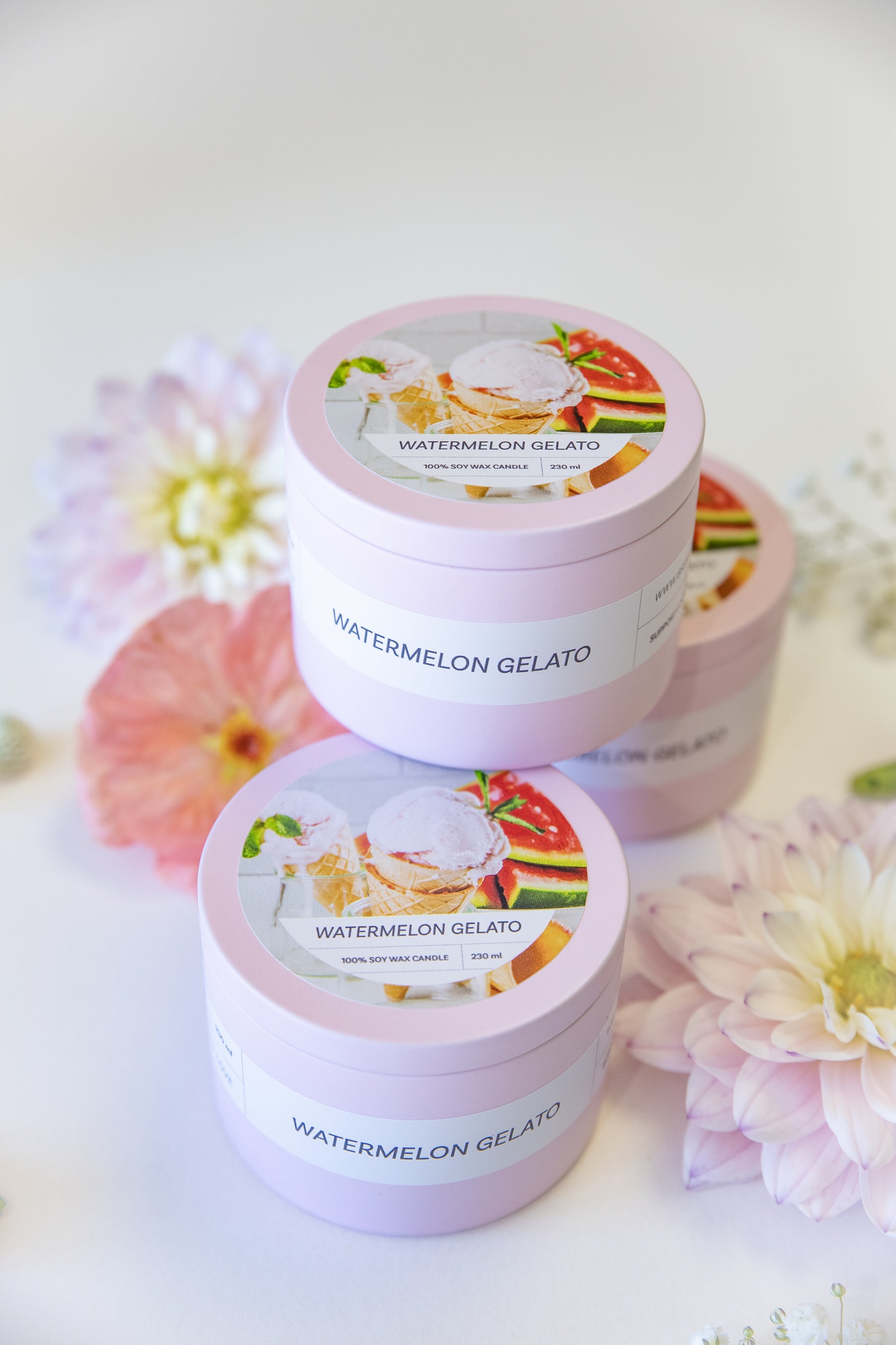 Watermelon Gelato candle - close up