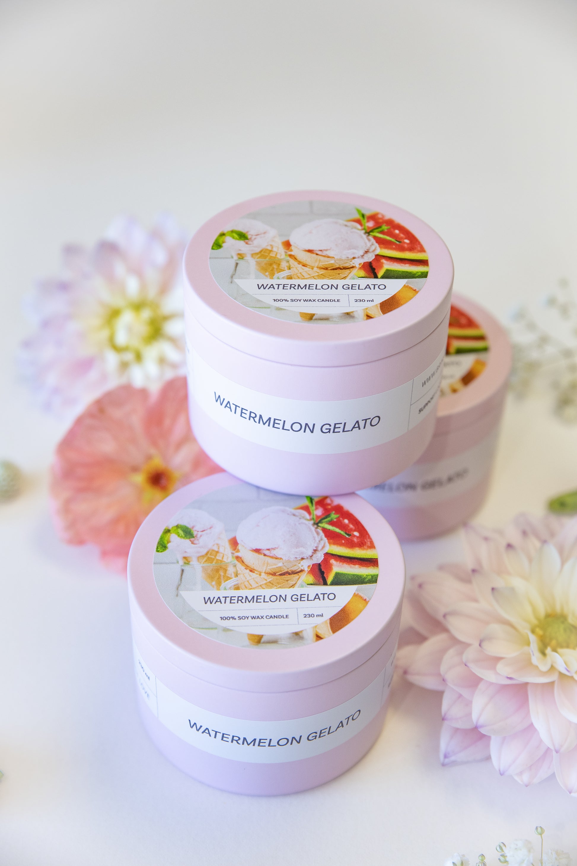 Watermelon Gelato candle - close up