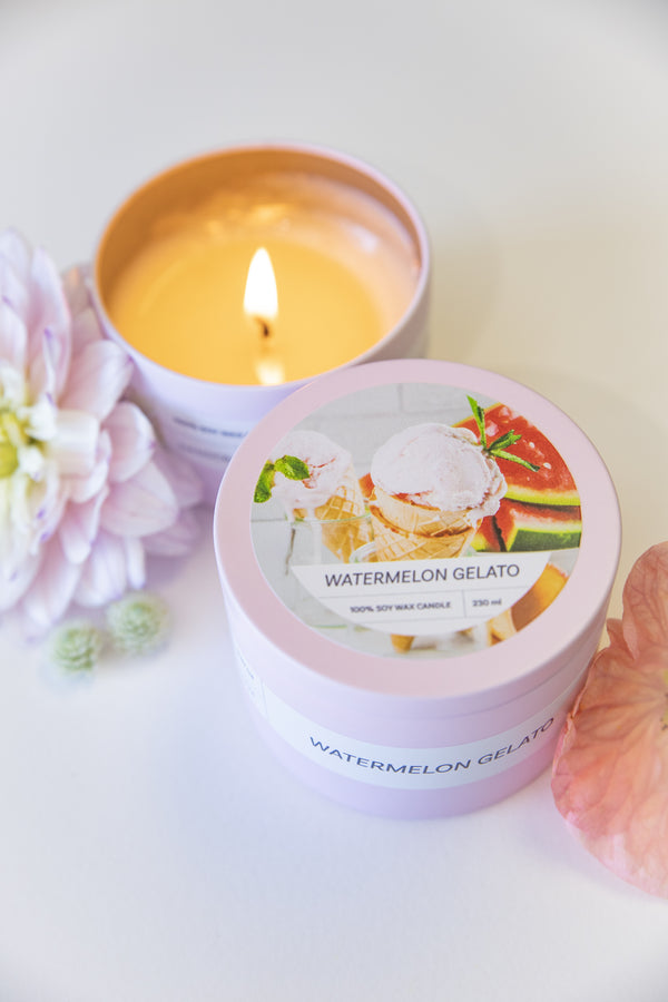 Soy Wax Tin Candle | Watermelon Gelato
