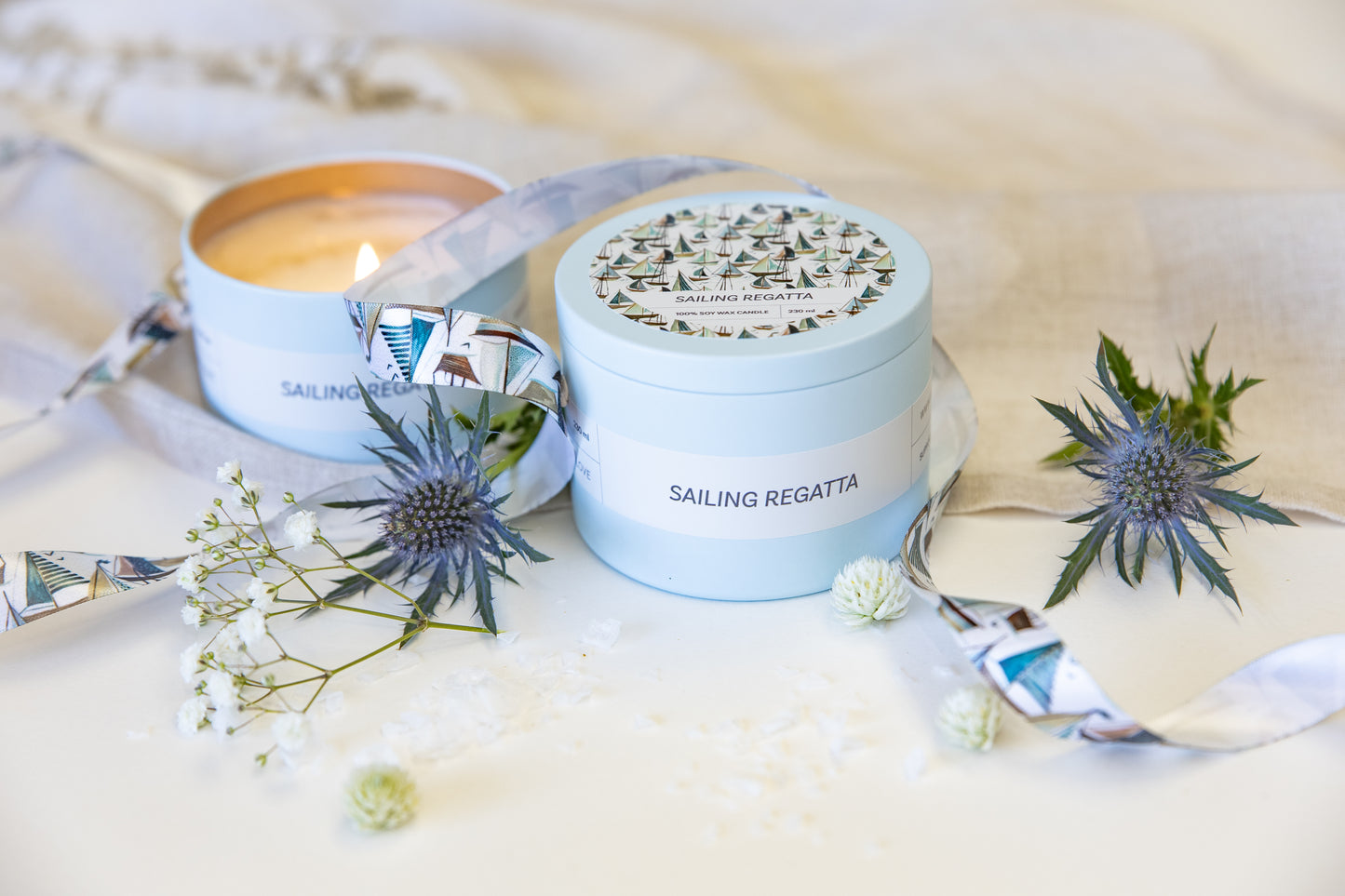 Sailing Regatta candle - close up