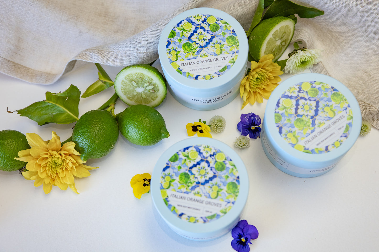 Italian Orange Groves soy wax candle, product display