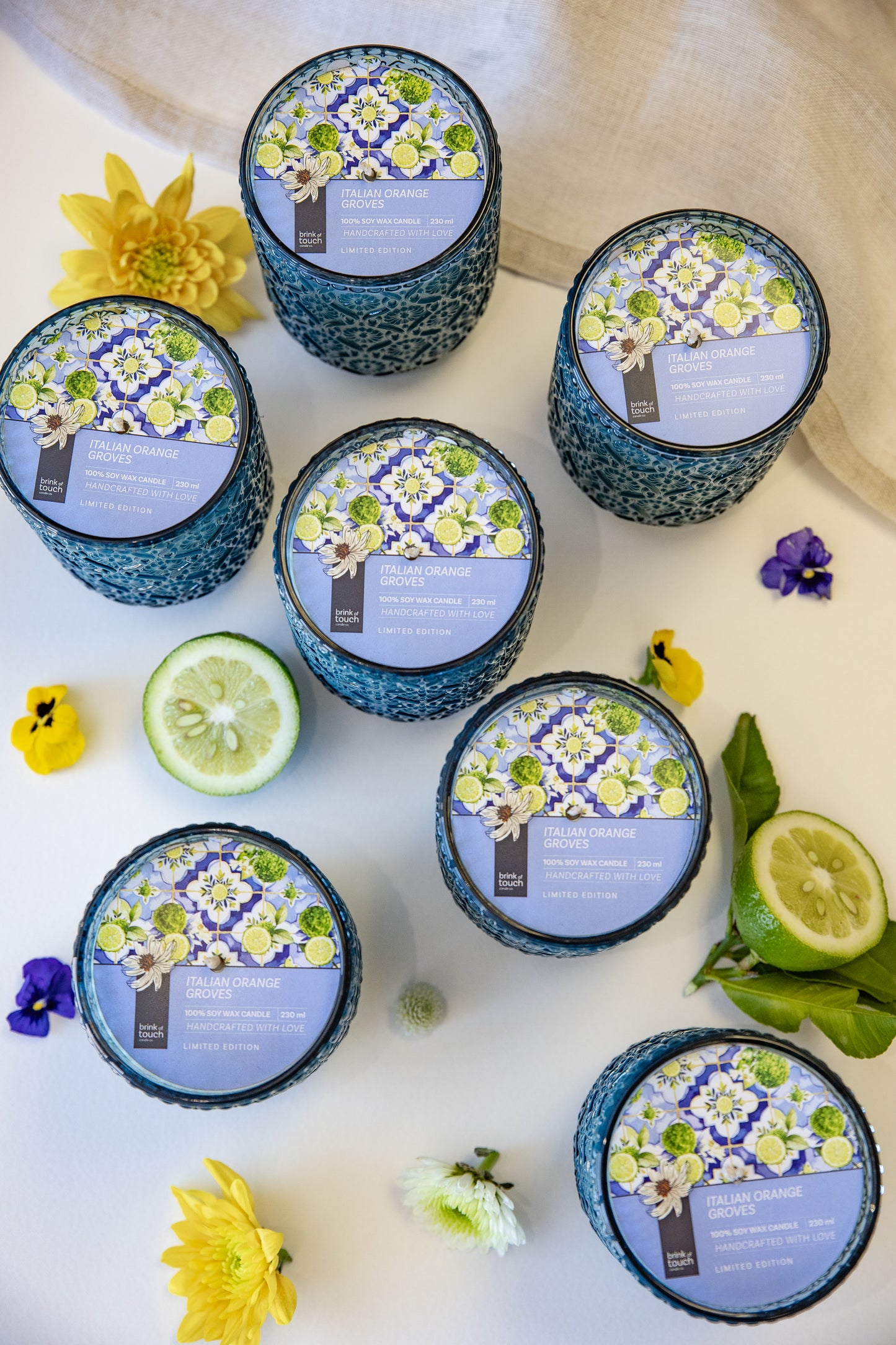 Italian Orange Groves candle, angled product shot