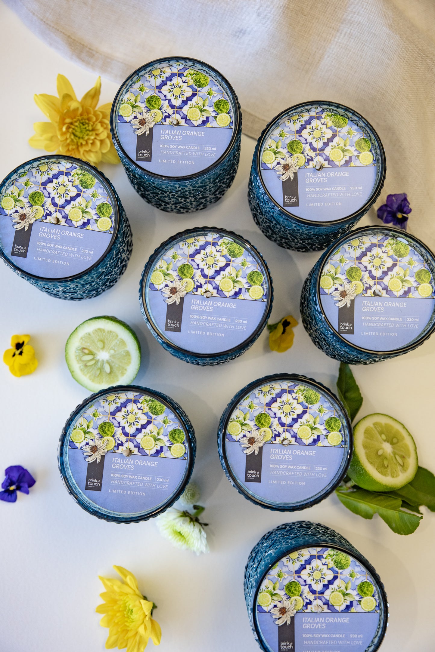 Italian Orange Groves tin candle in gift setting