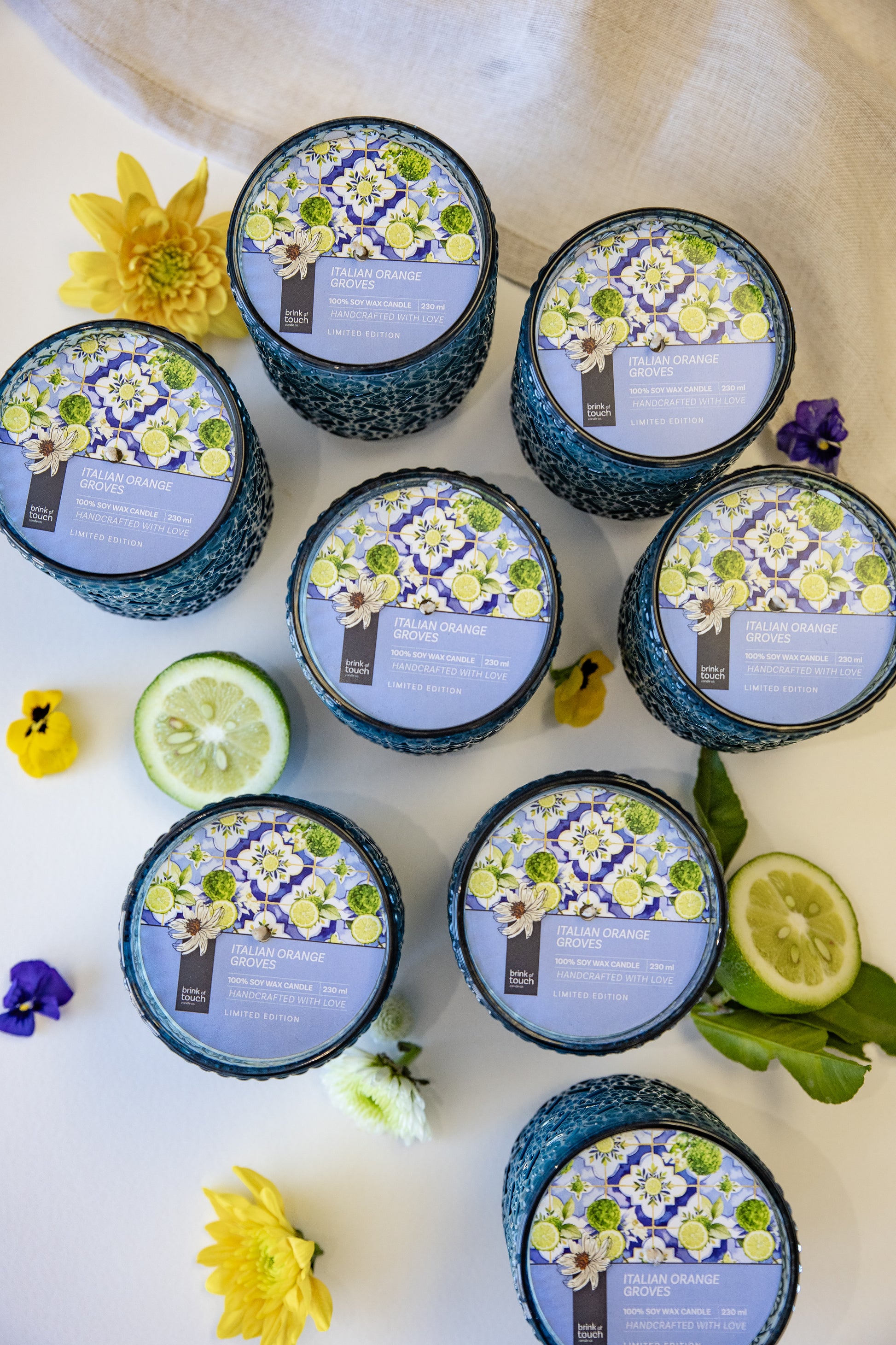 Italian Orange Groves tin candle in gift setting