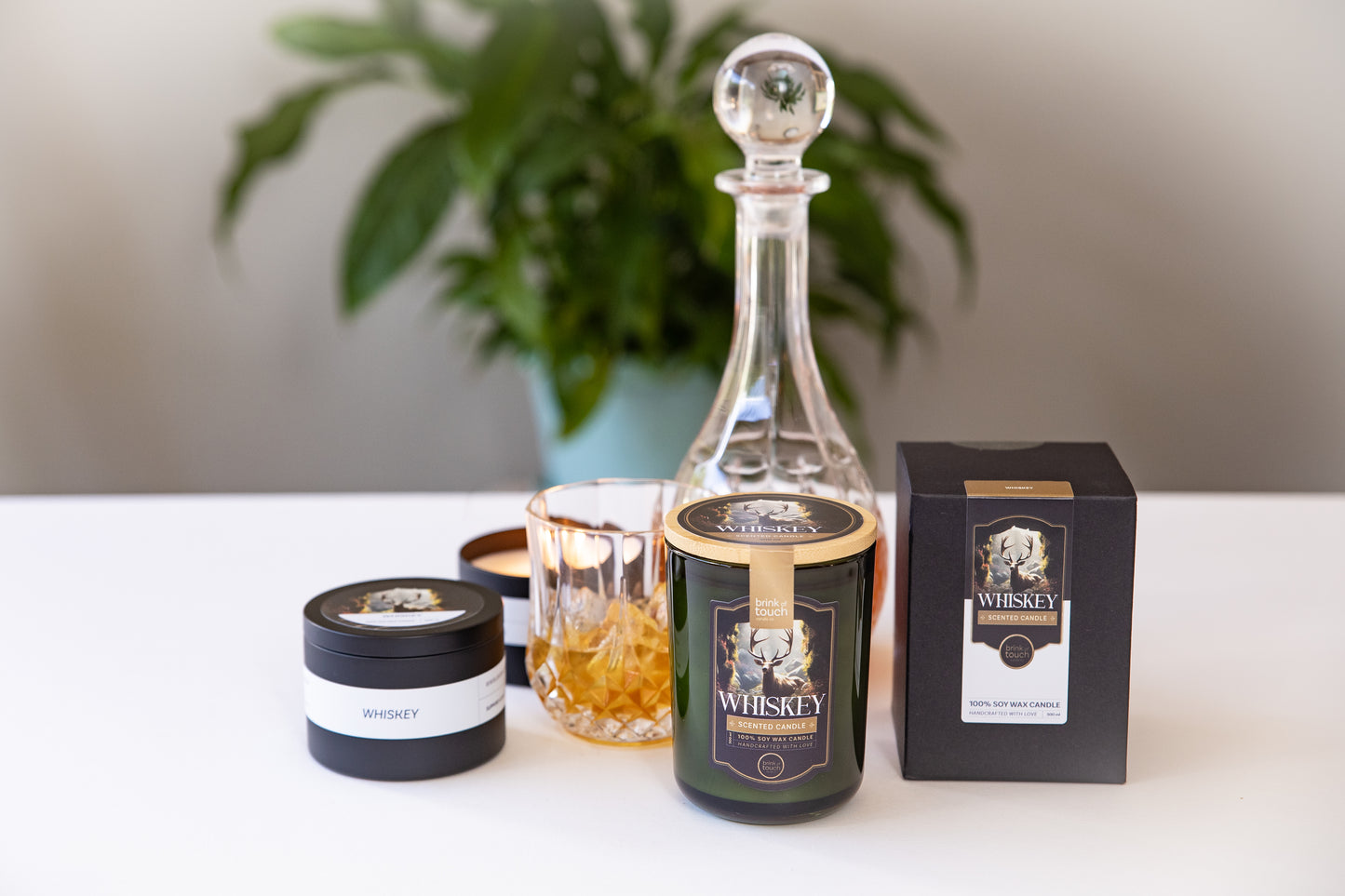 Whiskey tin candle, studio product shot