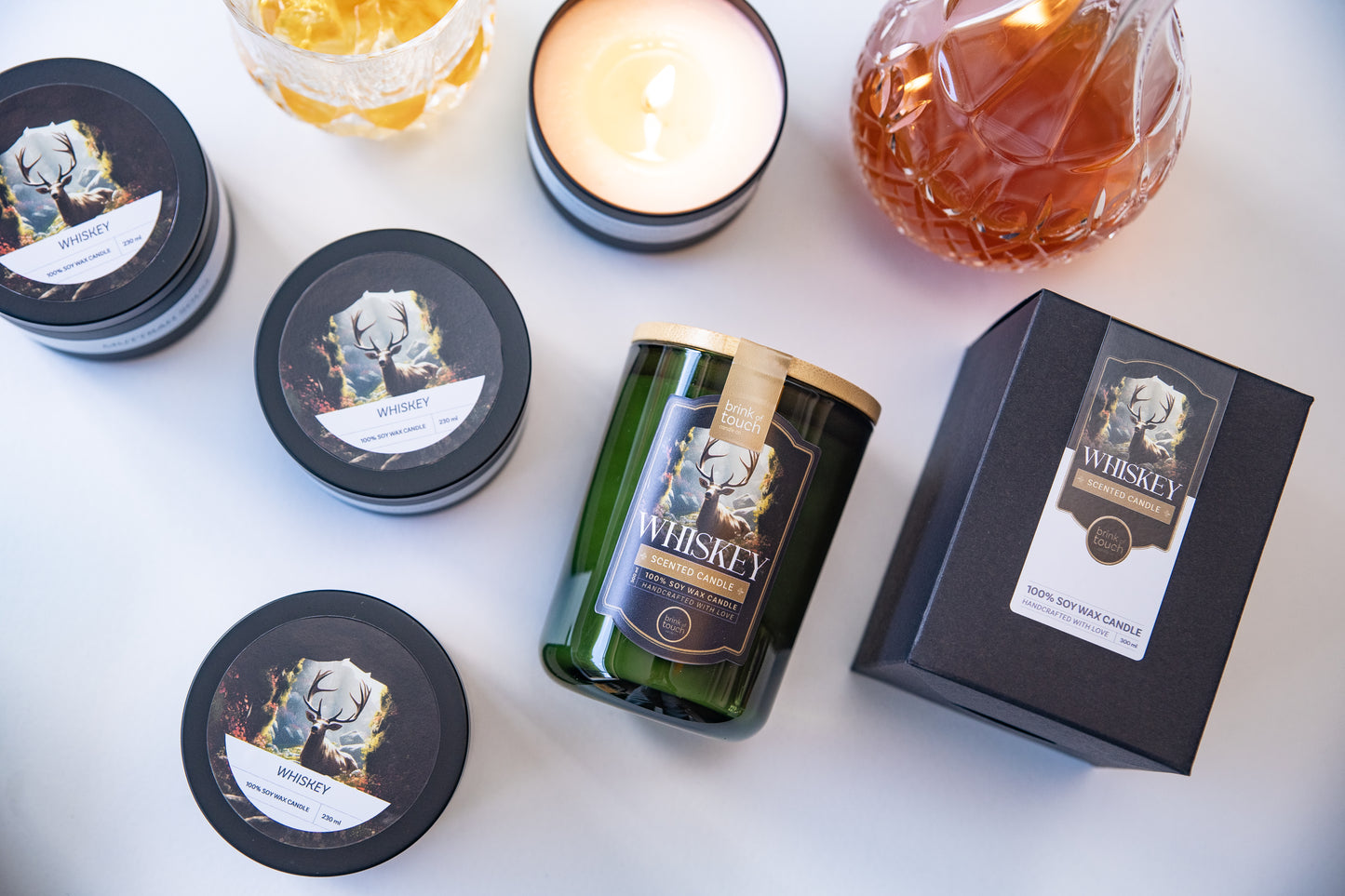 Whiskey candle by Brink of Touch, lifestyle setting