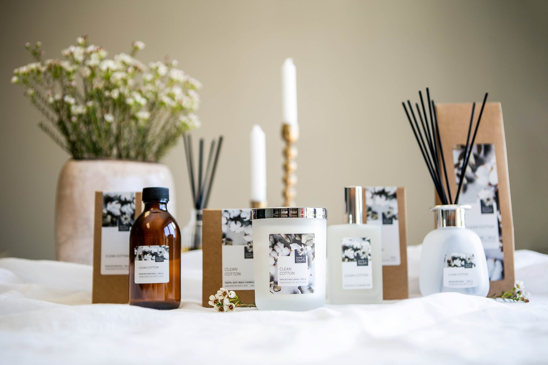 Clean Cotton Candle - styled shot