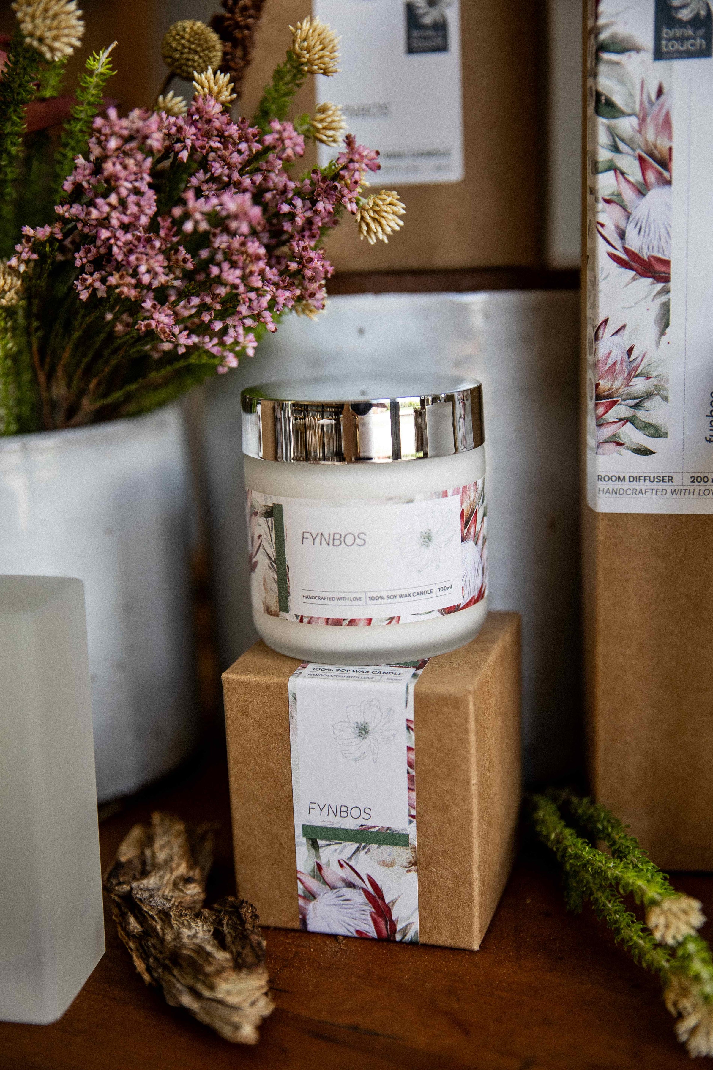 Fynbos mini candle - styled shot