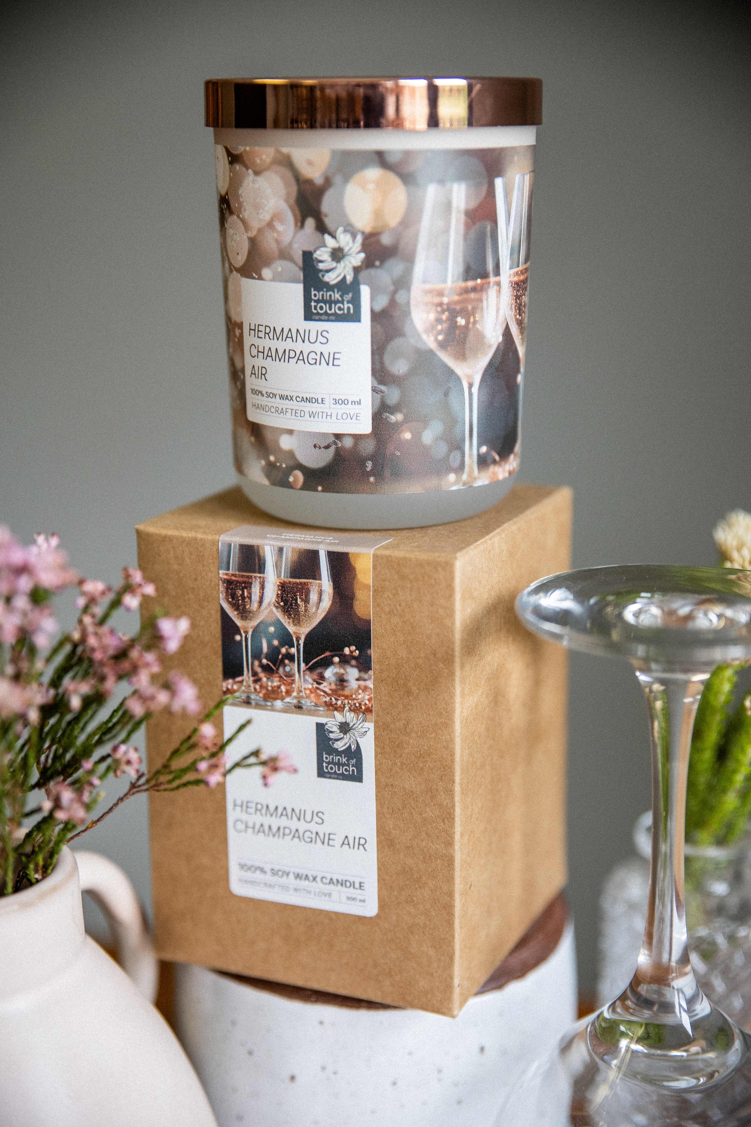 Hermanus Champagne Air Candle - close up