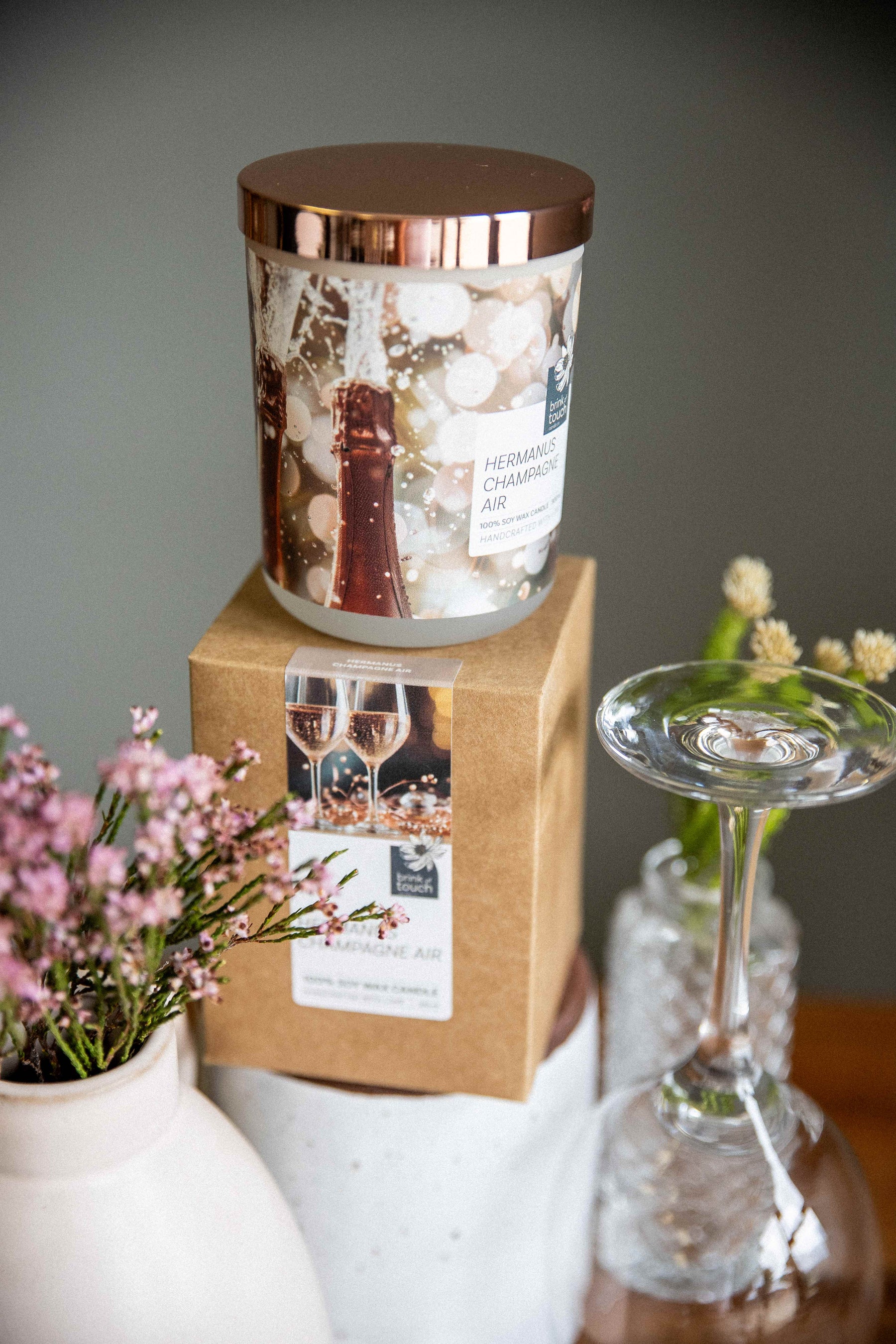 Hermanus Champagne Air Candle - styled shot