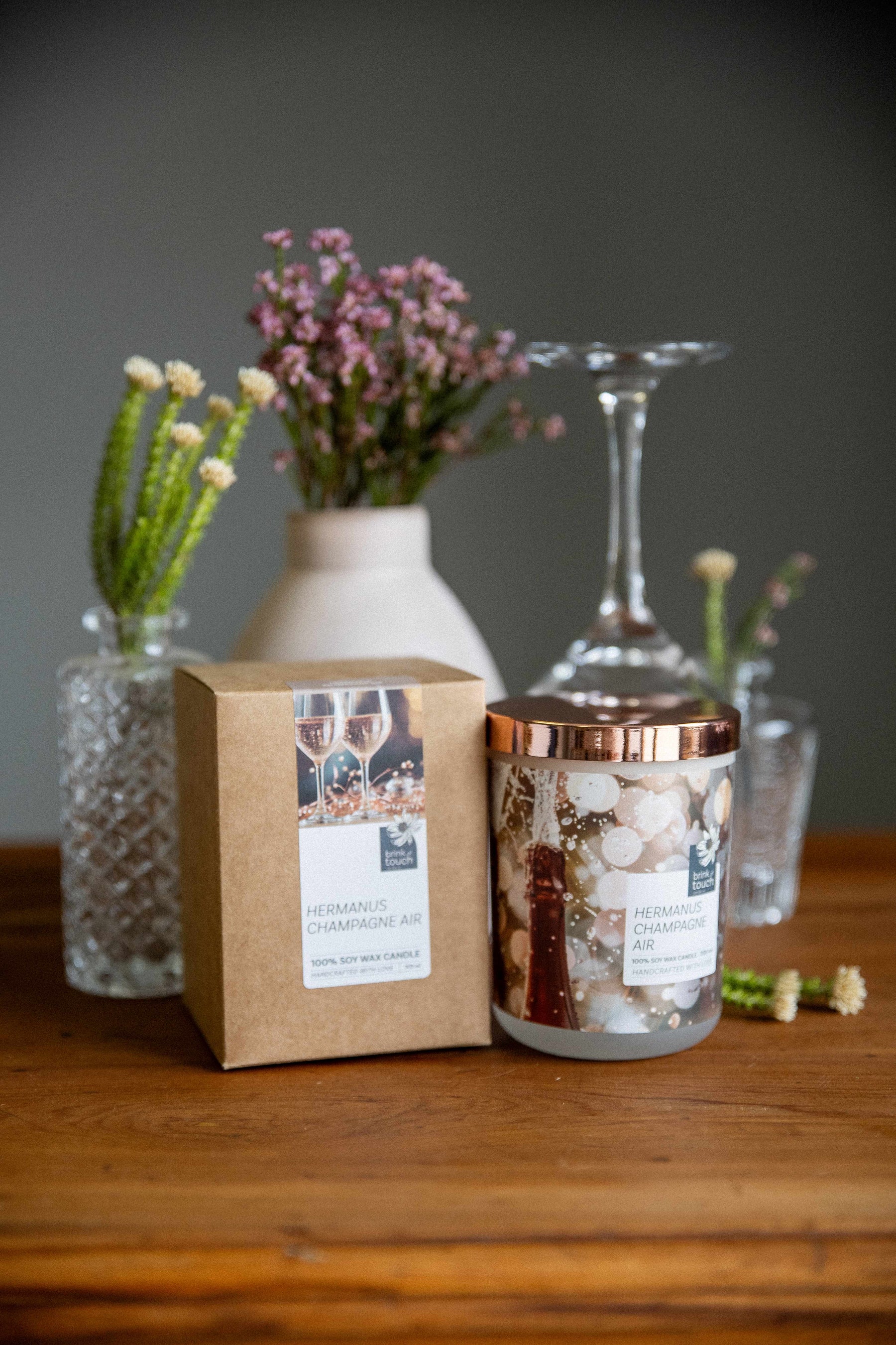 Hermanus Champagne Air Candle - packaging