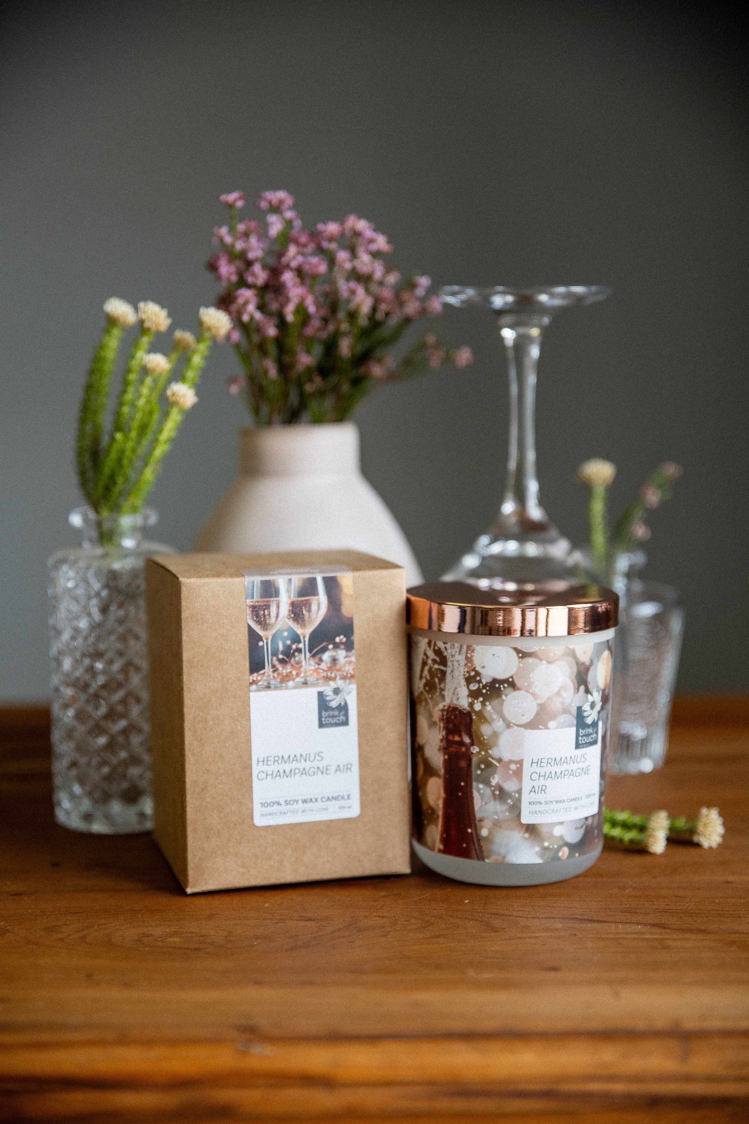 Hermanus Champagne Air Candle - packaging