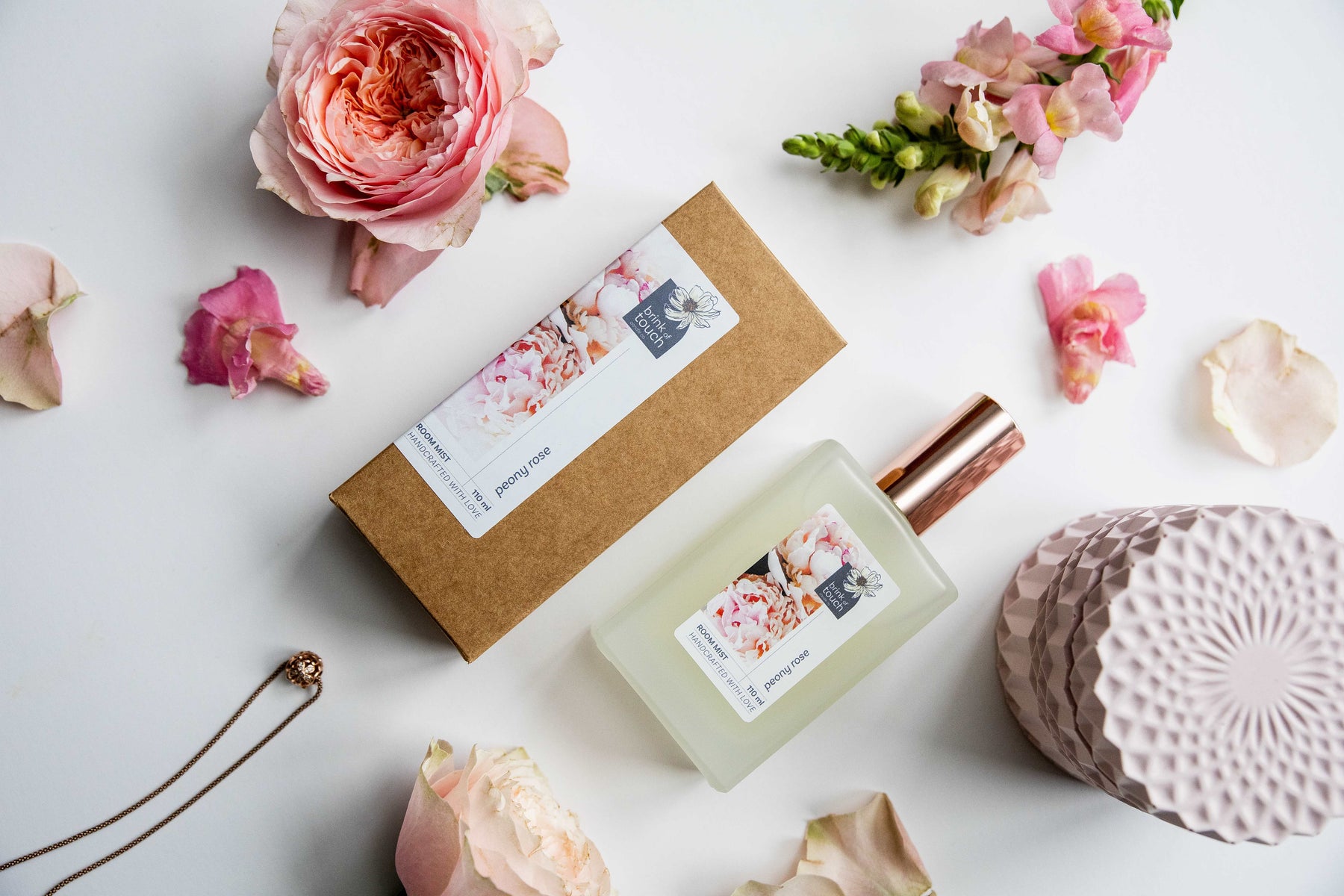 Peony Rose Room Mist - styled shot