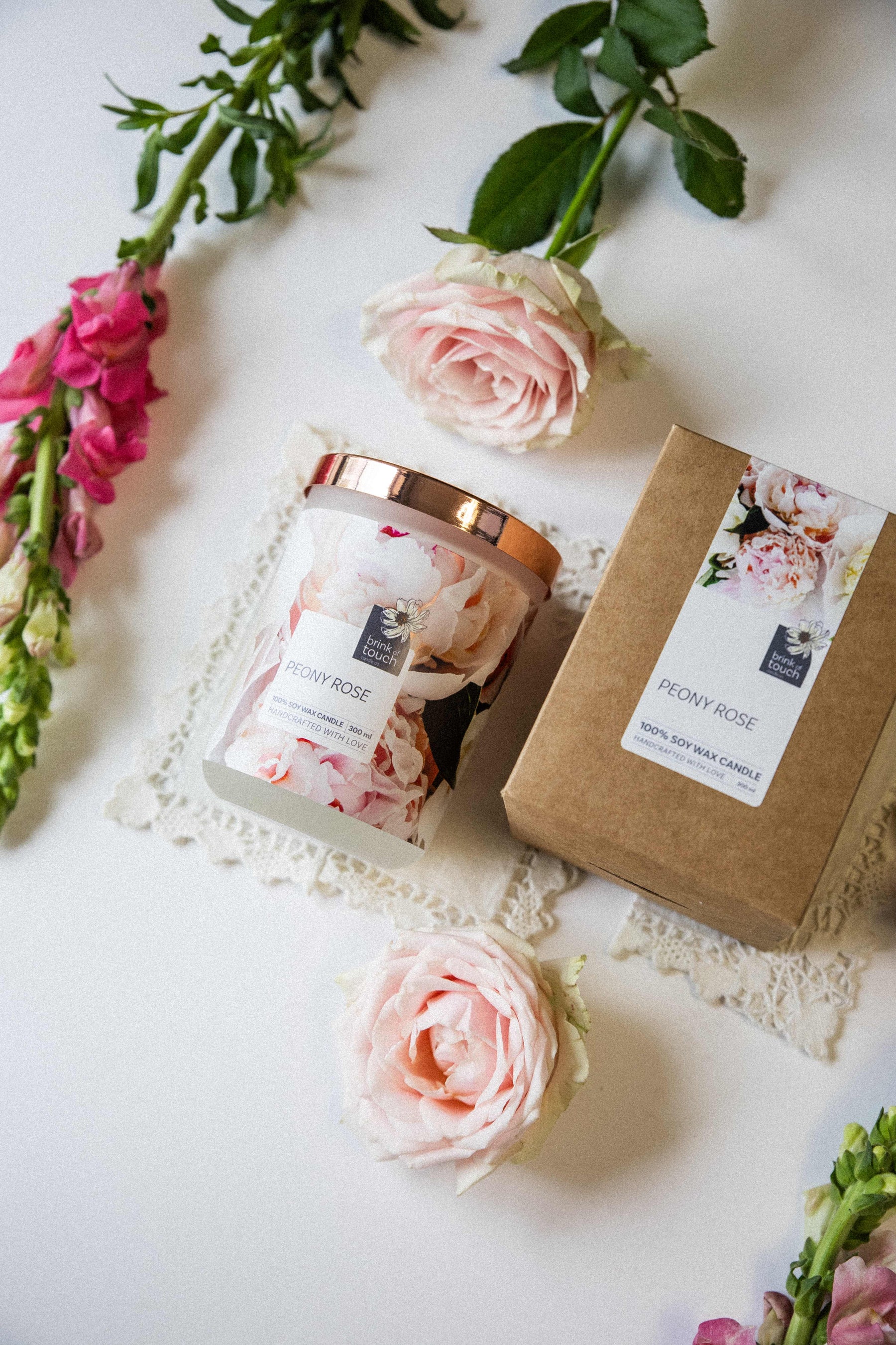 Peony Rose Candle - close up